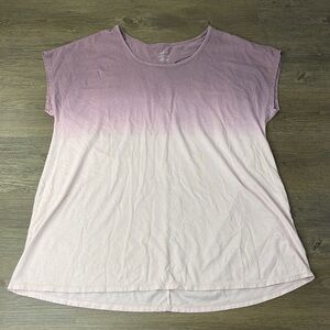 J. Jill Fit Lilac Ombre Fit Back Keyhole Short Sleeve Tee, size XL